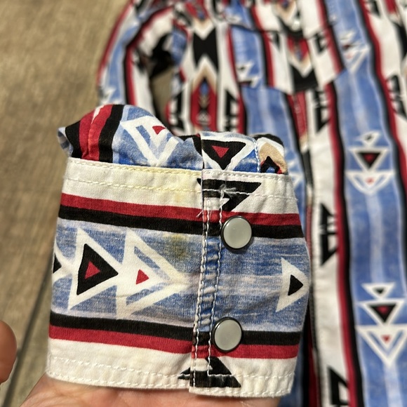 Rock & Roll Cowgirl Women’s Sz M Aztec‎ Print Pearl Snap Long Sleeve Shirt - Picture 5 of 12